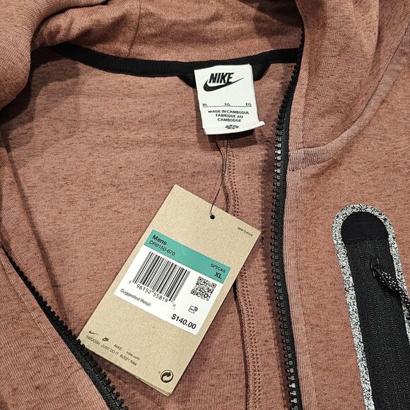 Nike Tech Fleece Full Zip Hoodie Redstone Red Black DR9150-670 Mens Size XL - Picture 5 of 5